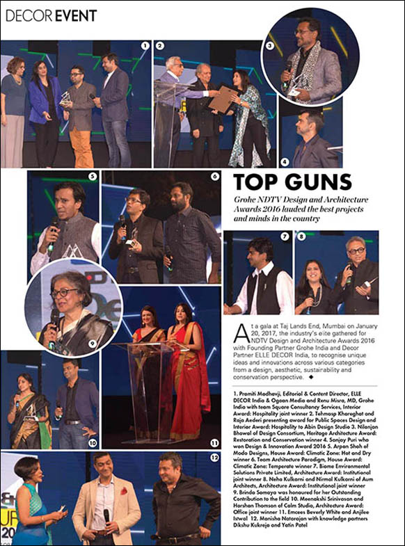 Brinda Somaya was honoured for her Outstanding Contribution to the field, Grohe NDTV Design and Architecture Awards 2016, Elle Decor